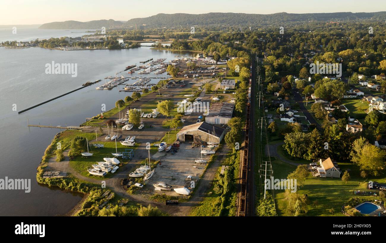 Aerial landscape shot upstate over Verplanck Stock Photo Alamy