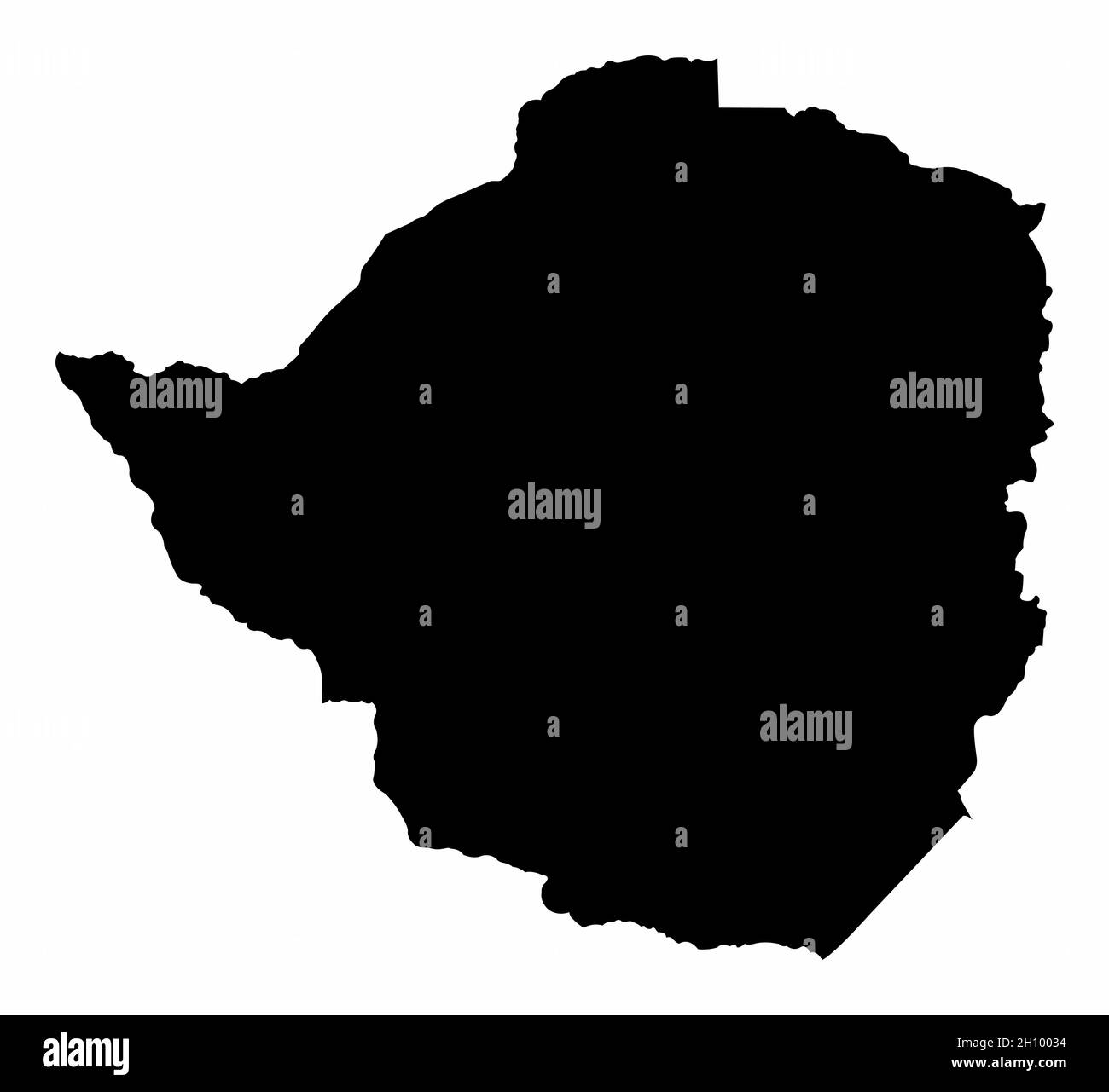 Zimbabwe silhouette map isolated on white background Stock Vector