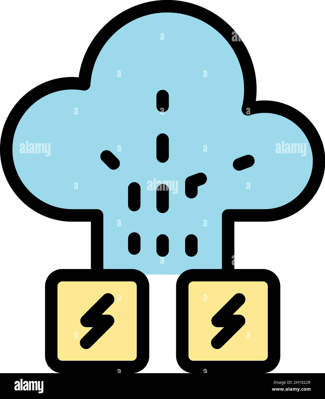 Cloud memory attack icon. Outline cloud memory attack vector icon color flat isolated Stock Vector
