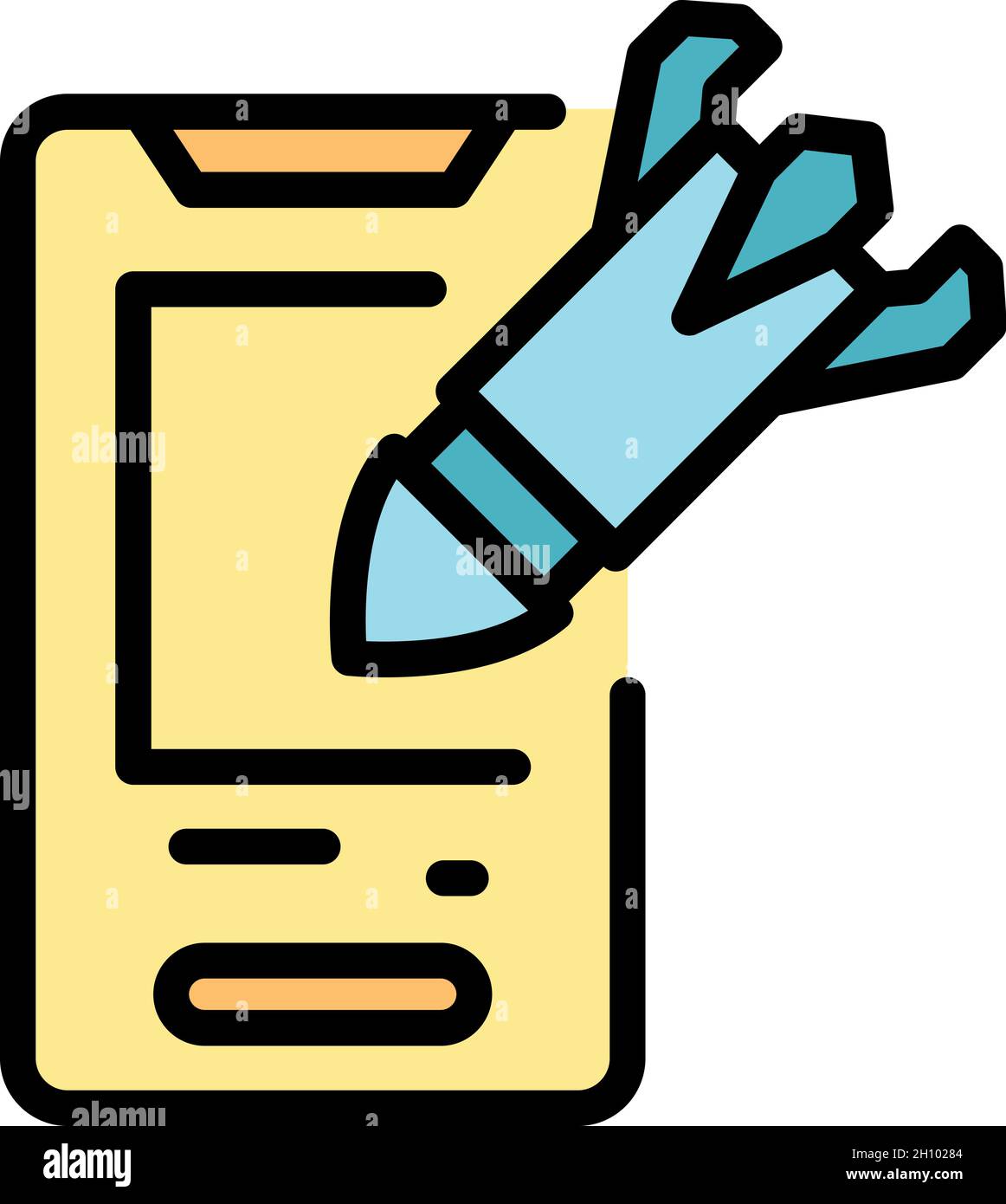 Smartphone malware attack icon. Outline smartphone malware attack vector icon color flat isolated Stock Vector