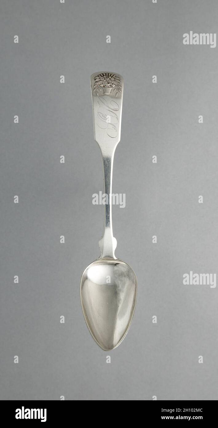 Tablespoon, c. 1850-1860. Erastus Cook (American, 1793-1864). Silver; overall: 5 cm (1 15/16 in.). Stock Photo
