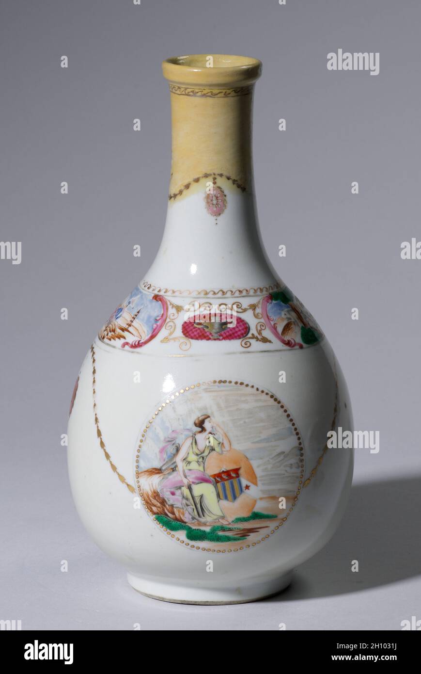 Bottle, c. 1800. China, Chinese Export, early 19th century. Porcelain; overall: 25.6 x 14.2 cm (10 1/16 x 5 9/16 in.). Stock Photo