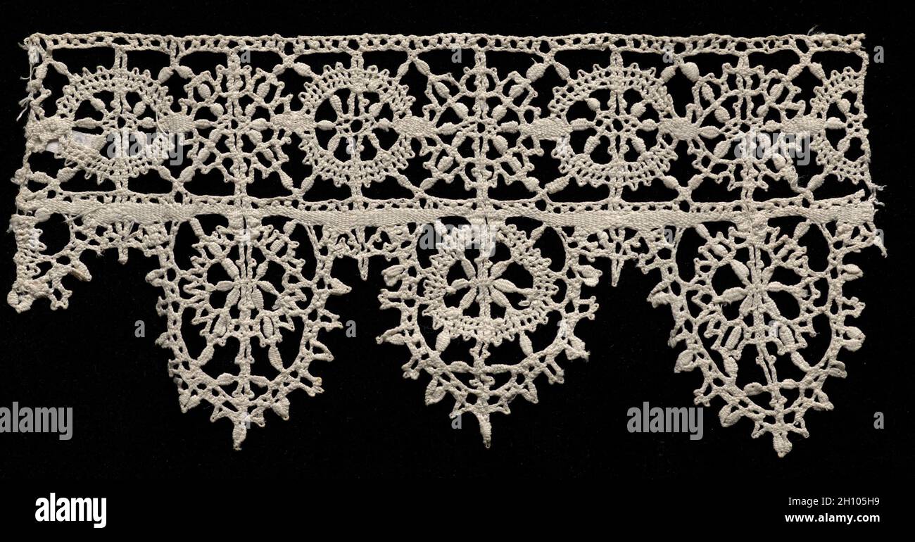 Bobbin Lace (Rose Lace) Insertion and Edging of Points, 17th