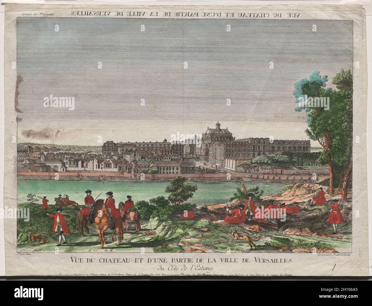 Vue Du Chateau Et D Une Partie De La Ville De Versailles C 1770 1800 Balthasar Friedrich Leizelt German 1710 10 After Jacques Rigaud French 1681 1754 Etching And Engraving Hand Colored Image And Sheet 31 9