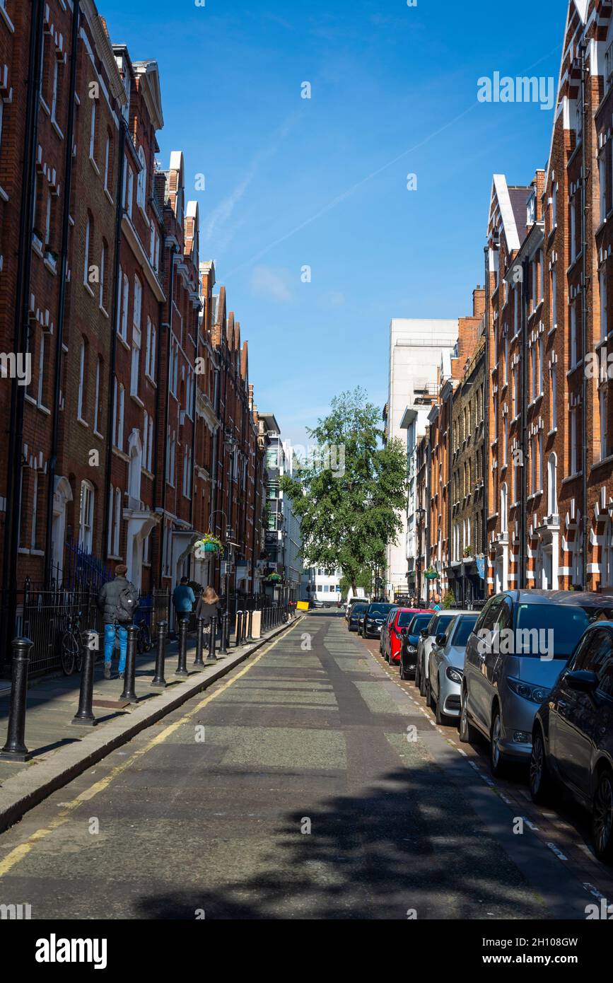 Posh Redbrick mansions in Hanson Street, W1, Marylebone, London