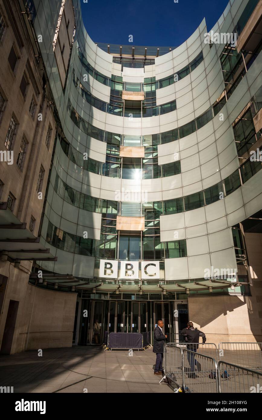 Broadcasting House, the headquarters of the BBC in Portland Place and Langham Place, London, England, UK Stock Photo