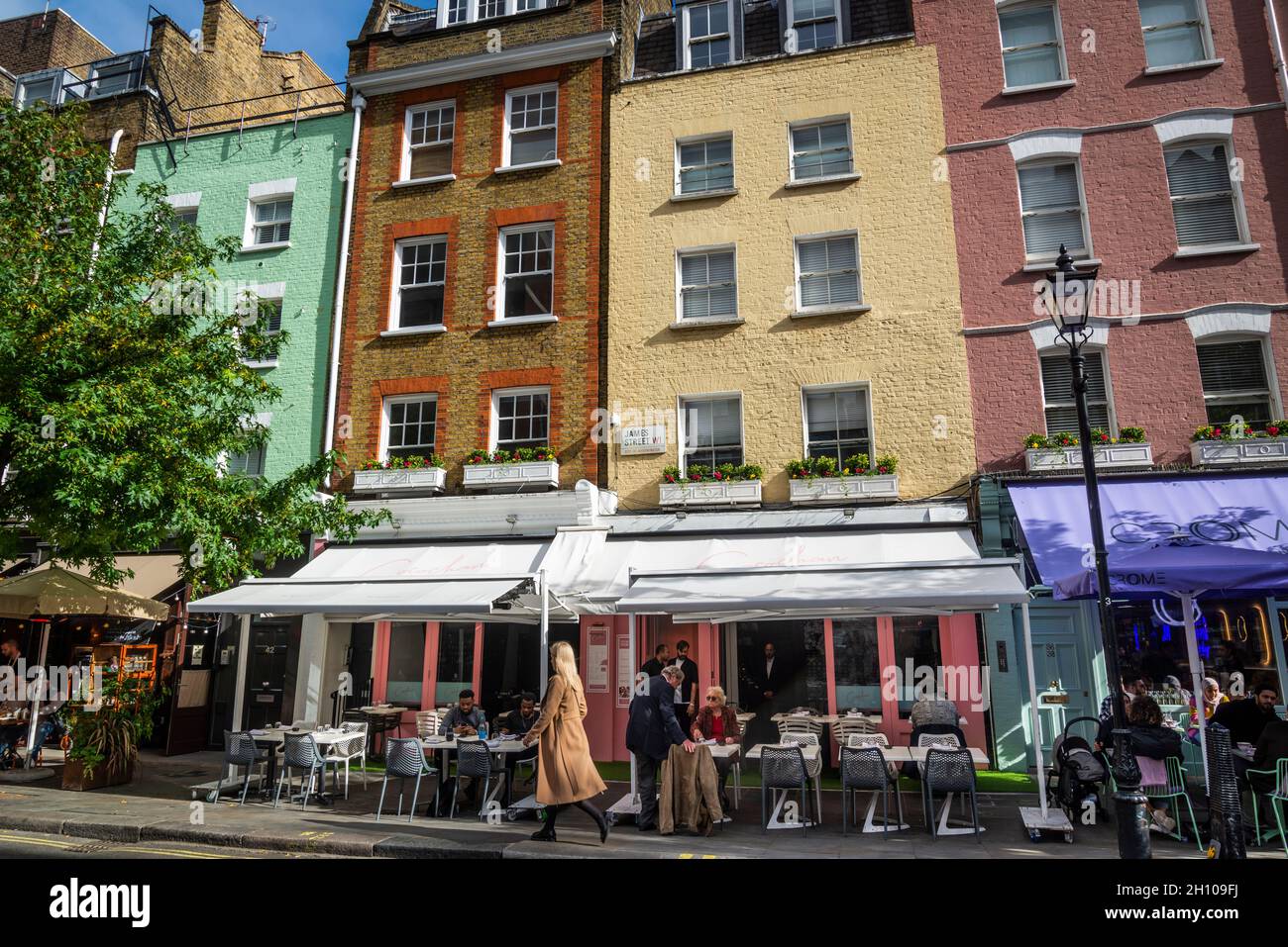 Busy and lively James Street, just off Oxford Street, lined with