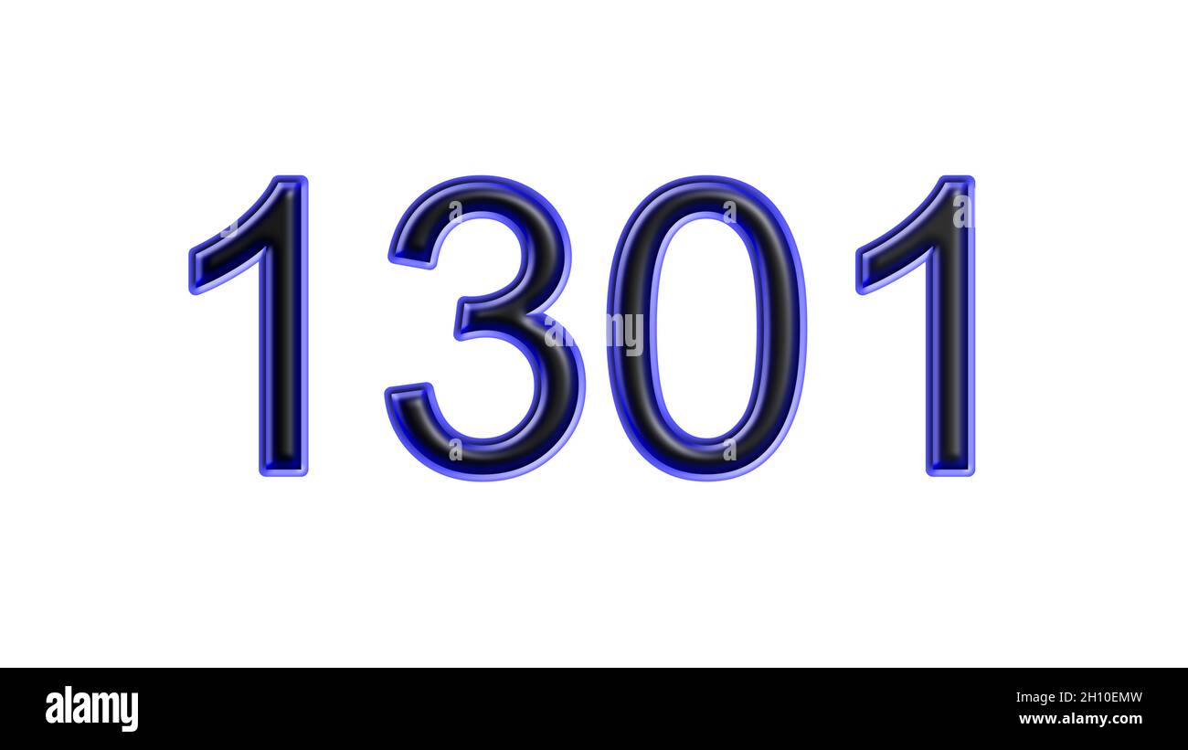 blue 1301 number 3d effect white background Stock Photo - Alamy