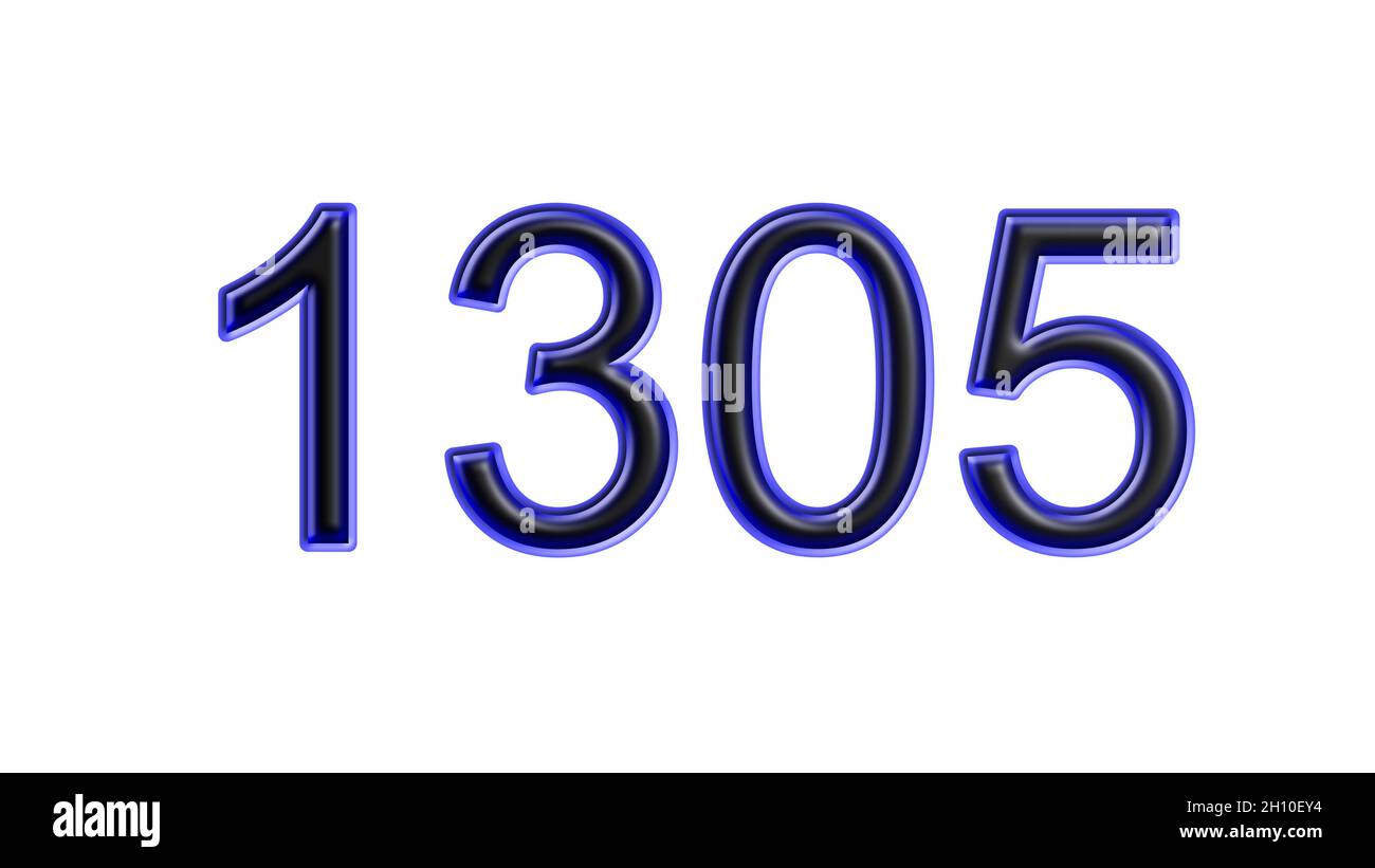 blue 1305 number 3d effect white background Stock Photo