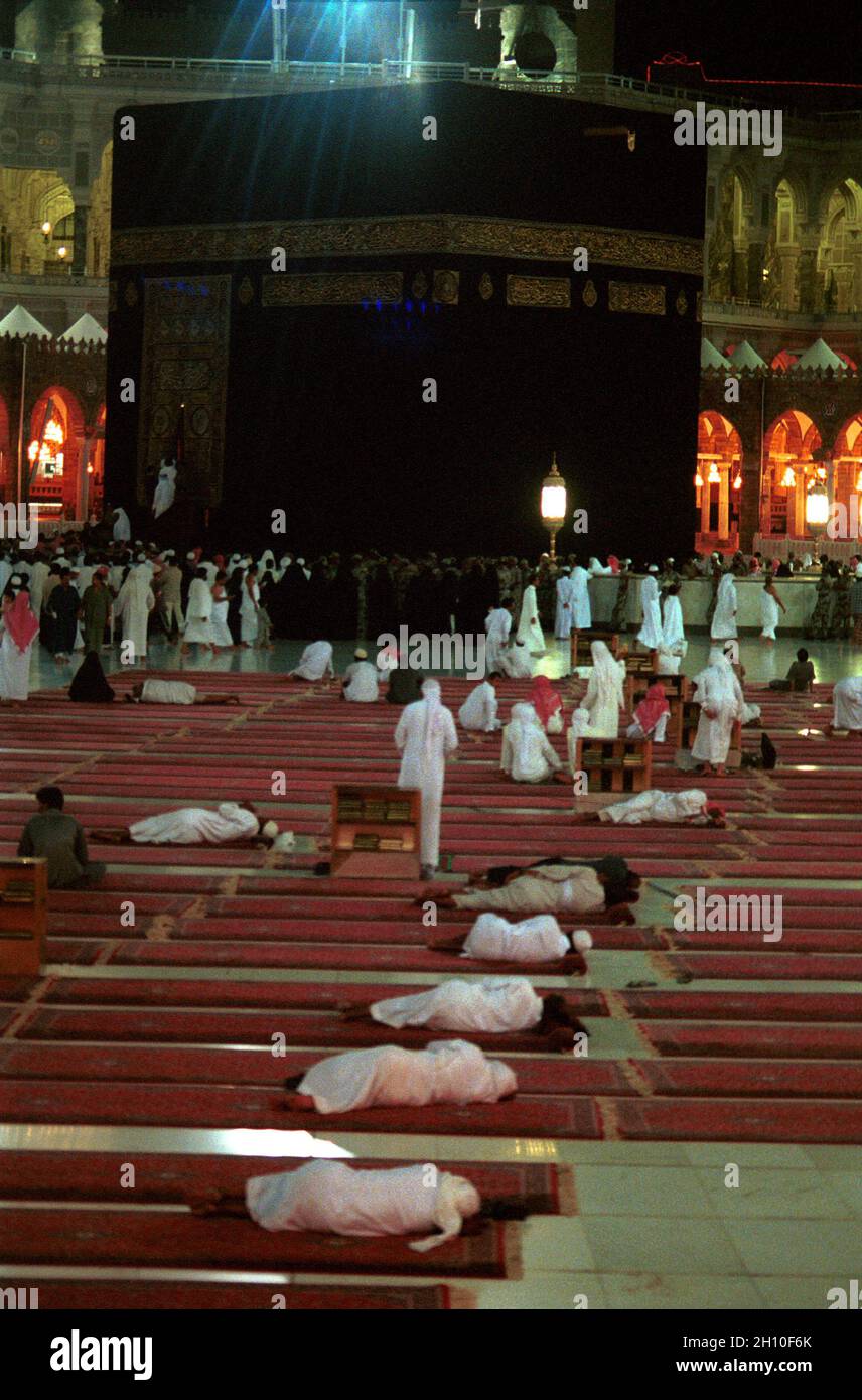 The holy Kaaba in the Mecca sacred city. Mecca is most important city