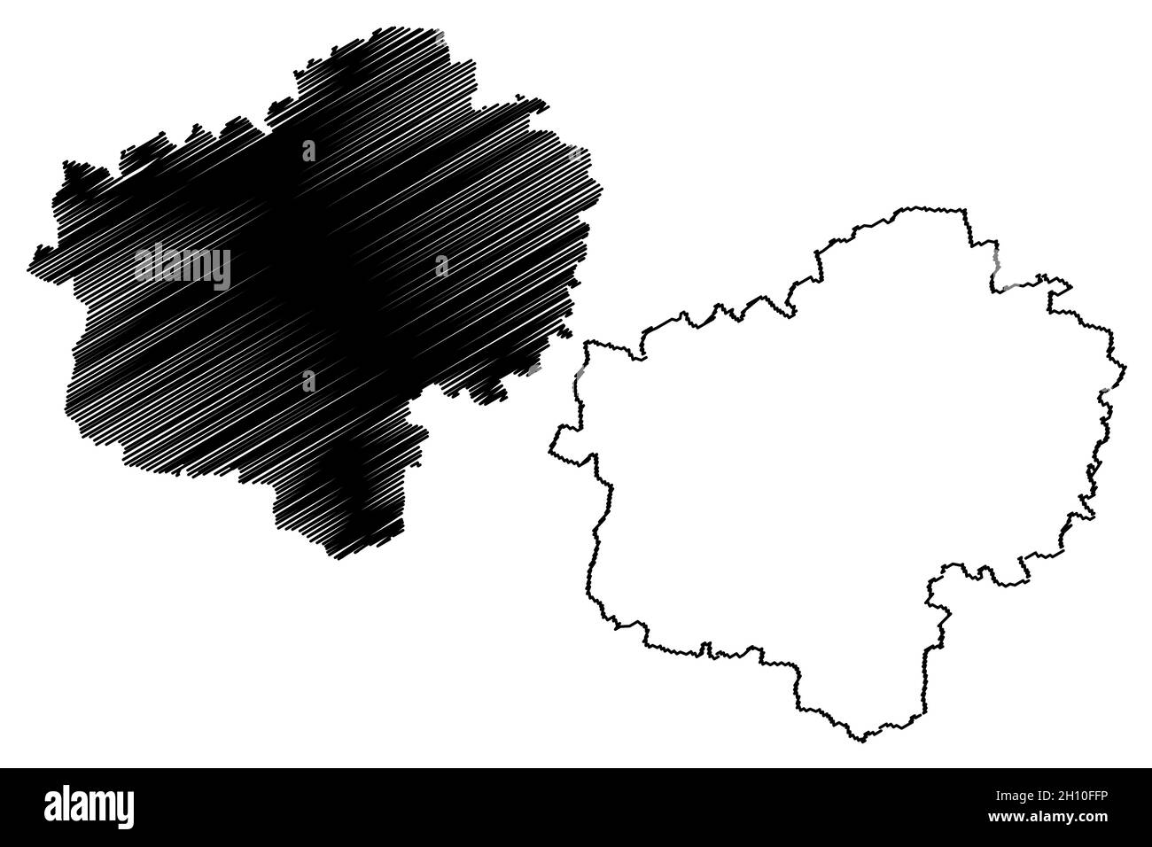 Latur district (Maharashtra State, Aurangabad Division, Republic of India) map vector illustration, scribble sketch Latur map Stock Vector