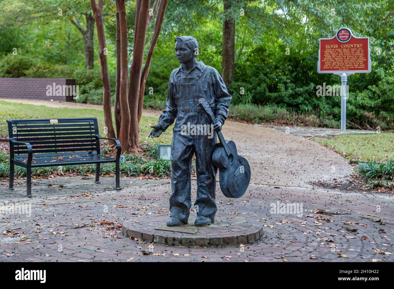 'Elvis at 13' sculpture at Elvis Presley Birthplace and Museum in Tupelo, Mississippi Stock Photo