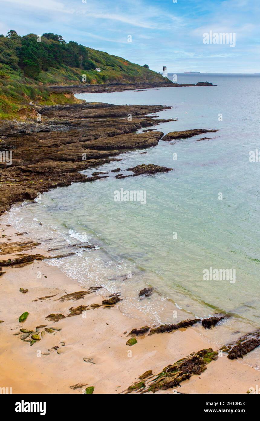 St Anthony Head on the Falmouth Eastuary on the Roseland Peninsula part of the South West Coast Path in south Cornwall England UK Stock Photo