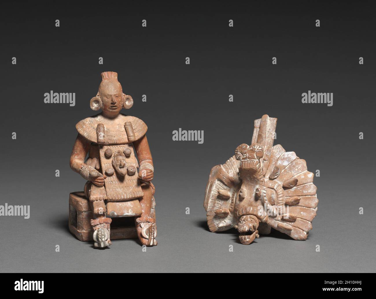 Seated Lord with Removable Headdress, 600-800. Mesoamerica, Maya, probably  Jaina Island, Late Classical period, 7th-9th century. Ceramic and slip;  overall: 21 cm (8 1/4 in Stock Photo - Alamy