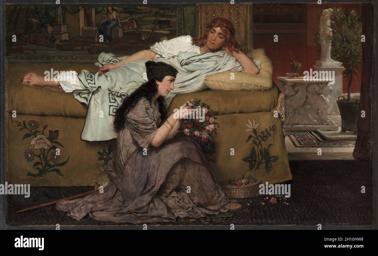 Glaucus and Nydia, 1867. Lawrence Alma-Tadema (British, 1836-1912). Oil on wood panel; framed: 55.5 x 81 x 4.5 cm (21 7/8 x 31 7/8 x 1 3/4 in.); unframed: 39 x 64.3 cm (15 3/8 x 25 5/16 in.). Stock Photo