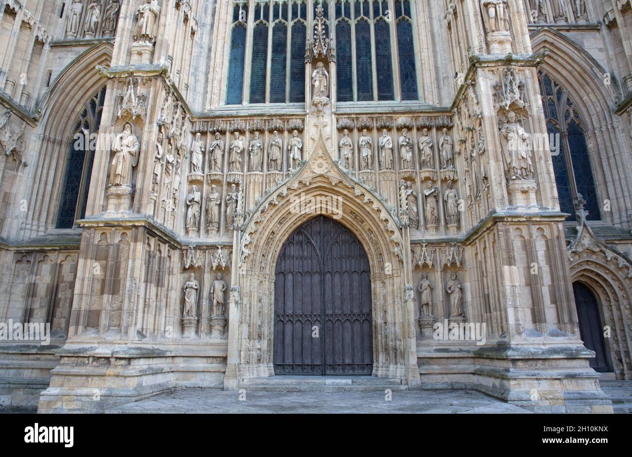 Beverley Minster West Front, Victorian statues Stock Photo