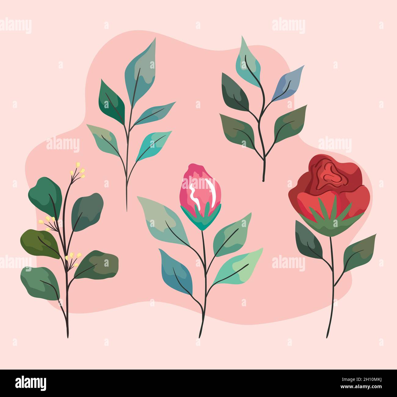 flowers and leafs garden Stock Vector Image & Art - Alamy