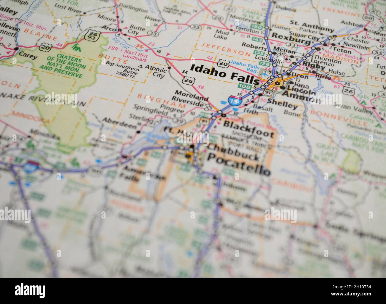 Map of the city of Idaho Falls, ID Stock Photo