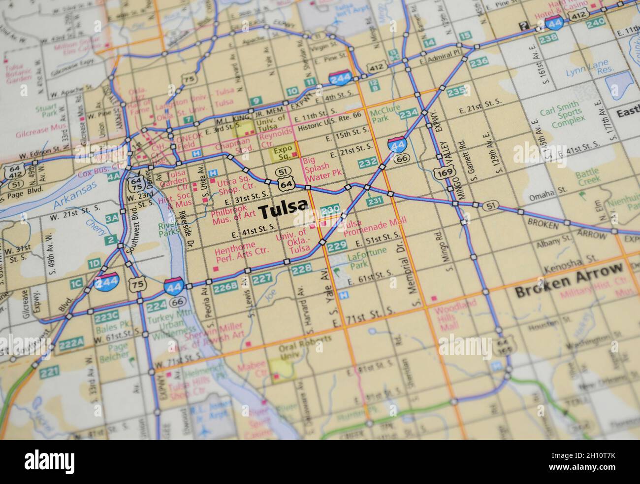 Map of the city of Tulsa, OK Stock Photo Alamy