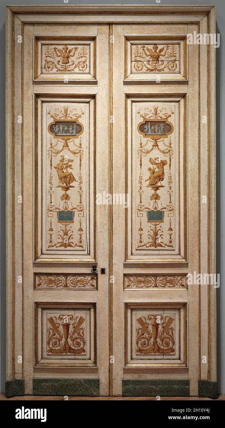 Double-Leaf Doors, c. 1790s. Pierre Rousseau (French, 1751-1829). Oil on wood; framed: 287 x 154 x 6 cm (113 x 60 5/8 x 2 3/8 in.); unframed: 274 x 63 cm (107 7/8 x 24 13/16 in.). Stock Photo