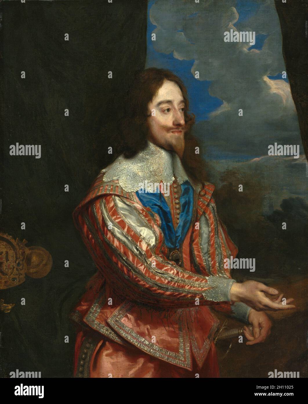 Portrait of Charles I (1600-1649), 17th century or later. Copy after Anthony van Dyck (Flemish, 1599-1641). Oil on canvas; framed: 153.7 x 130.2 x 105.4 cm (60 1/2 x 51 1/4 x 41 1/2 in.); unframed: 116.8 x 96.3 cm (46 x 37 15/16 in.). Stock Photo