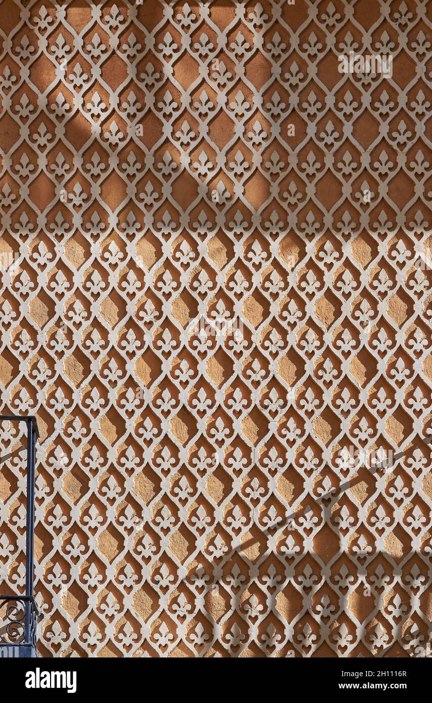 A Segovian facade decorated with, Sgraffito. Segovia, Spain. Stock Photo