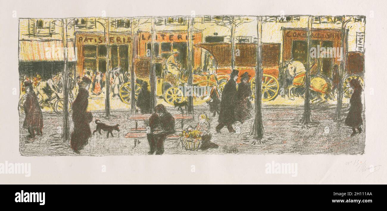 Some Scenes of Parisian Life: Boulevard, 1899. Pierre Bonnard (French, 1867-1947), Published by Ambroise Vollard; Printed by Auguste Clot. Lithograph; sheet: 41 x 53 cm (16 1/8 x 20 7/8 in.); image: 17.4 x 43.5 cm (6 7/8 x 17 1/8 in.). Stock Photo