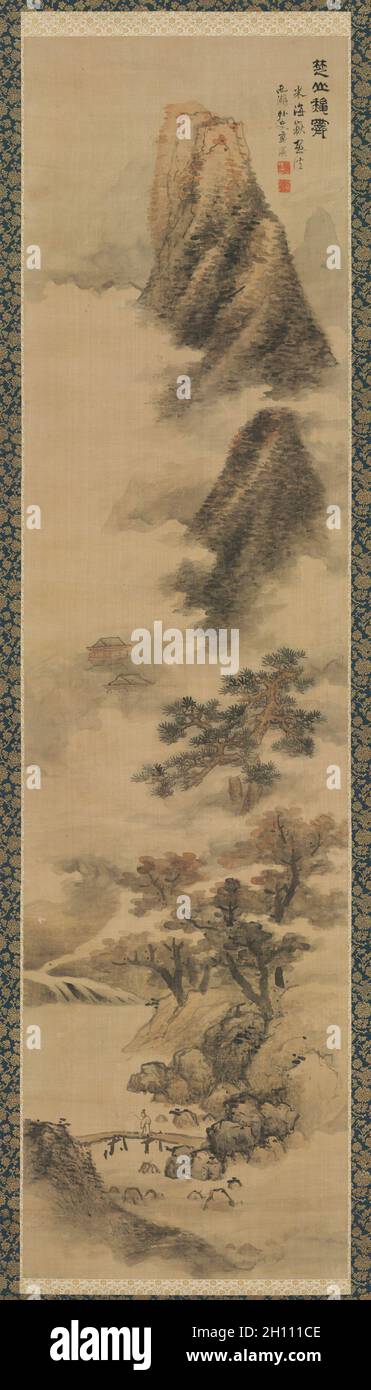 Clearing Autumn Mists in the Chu Mountains, 1600s. Lan Ying (Chinese, 1585-aft 1664). Hanging scroll, ink and light color on silk; painting: 185.3 x 48.4 cm (72 15/16 x 19 1/16 in.); overall with knobs: 283.5 x 71.5 cm (111 5/8 x 28 1/8 in.). Stock Photo