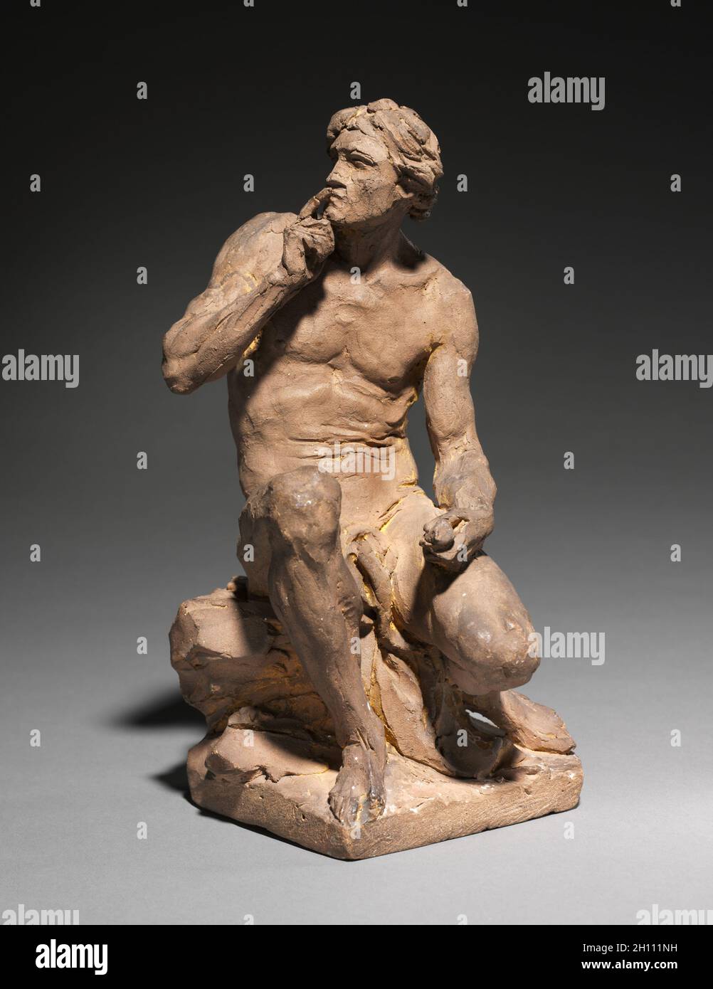 Study for 'Silence' , c. 1780-89. Attributed to Louis-Philippe Mouchy (French, 1734-1801). Terracotta; overall: 26.5 x 15.3 x 16.4 cm (10 7/16 x 6 x 6 7/16 in.). Stock Photo