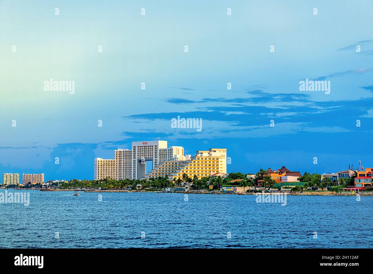 Riu hotel or resort in the Cancun beach, Mexico Stock Photo