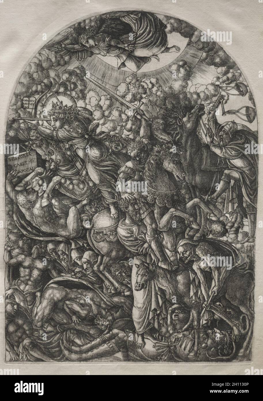 The Apocalypse: St. John Sees the Four Riders, 1546-1556. Jean Duvet (French, 1485-1561). Engraving; Stock Photo