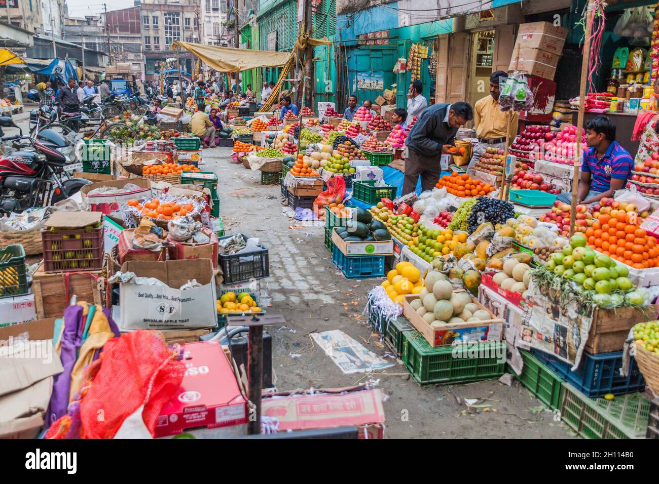 GUWAHATI, INDIA JANUARY 31, 2017 View of a fruit market in Guwahati