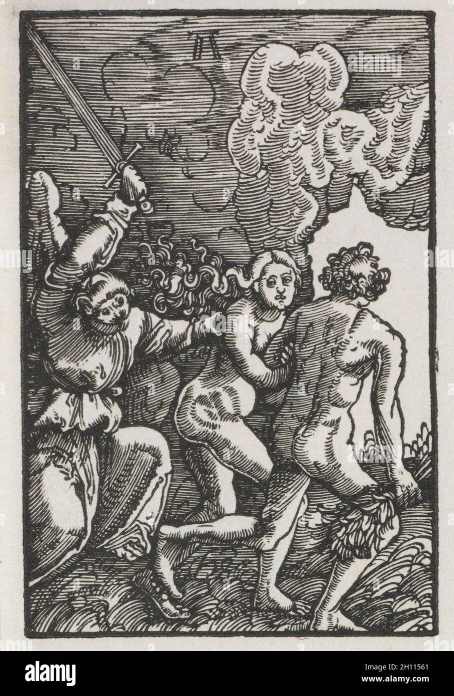 The Fall and Redemption of Man: The Expulsion from Eden, c. 1515. Albrecht Altdorfer (German, c. 1480-1538). Woodcut; Stock Photo
