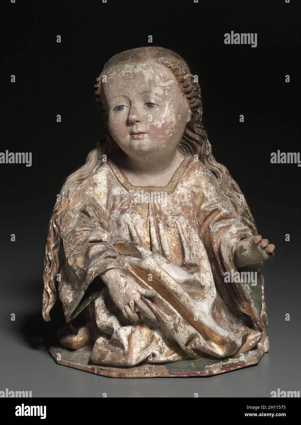 Female Bust, c. 1470-1500. Austria, 15th century. Painted and gilded lindenwood; without base: 44.2 cm (17 3/8 in.). Stock Photo
