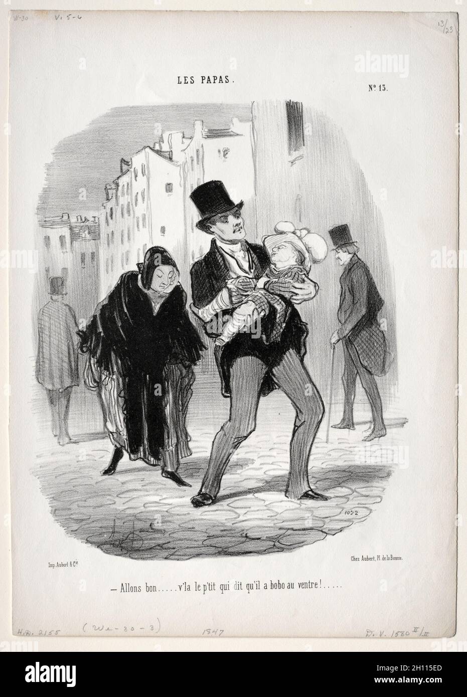 Fathers: Come along, dear..., 1847. Honoré Daumier (French, 1808-1879). Lithograph; sheet: 35.8 x 25.4 cm (14 1/8 x 10 in.). Stock Photo