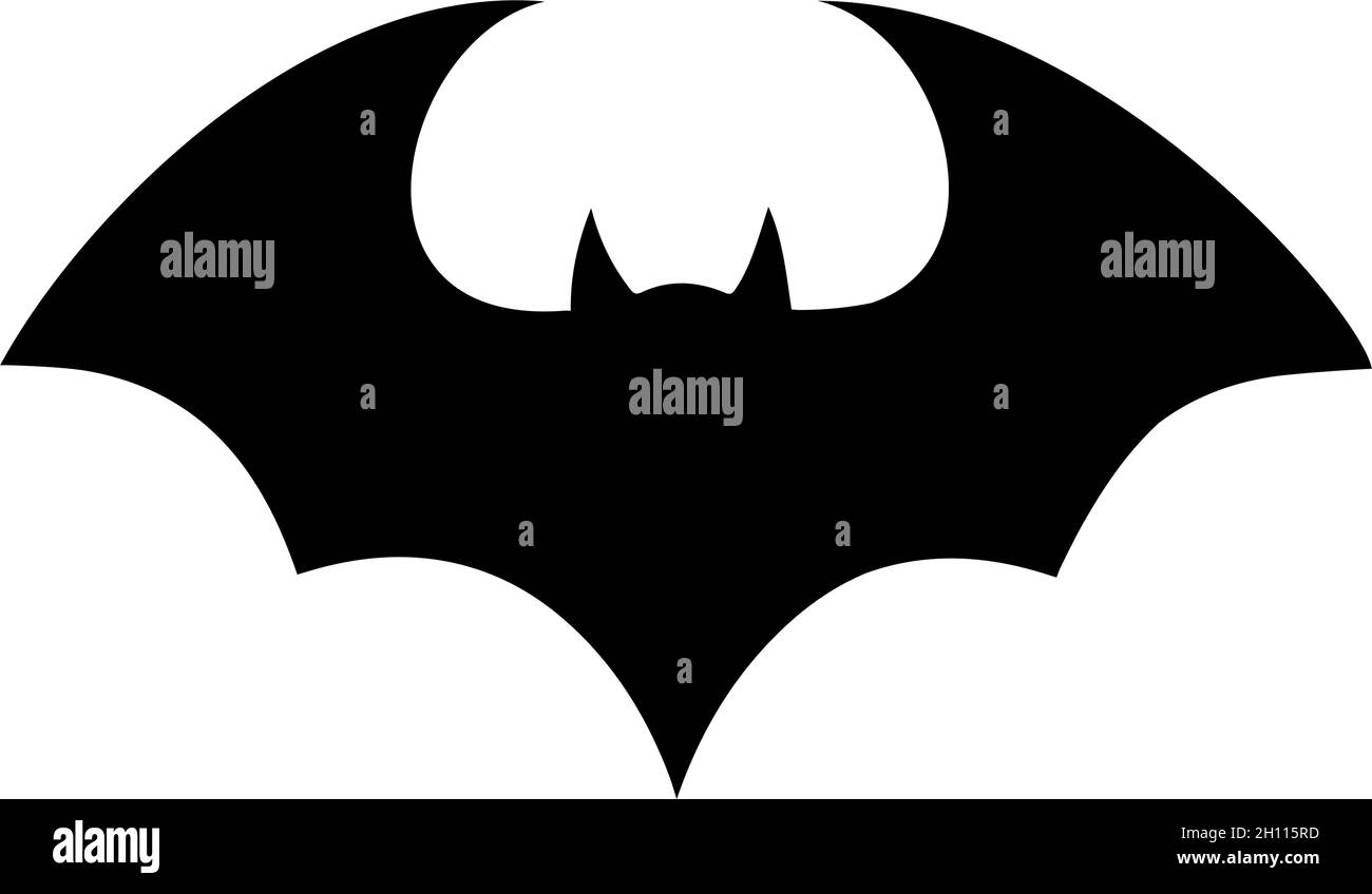 Halloween flying bat. Vampire vector bat. Dark silhouette of bat flying in a flat style Stock Vector
