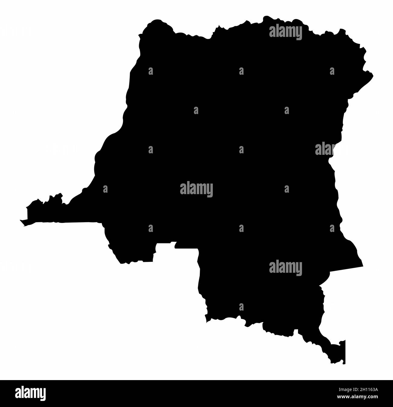 Democratic Republic of the Congo silhouette map isolated on white ...