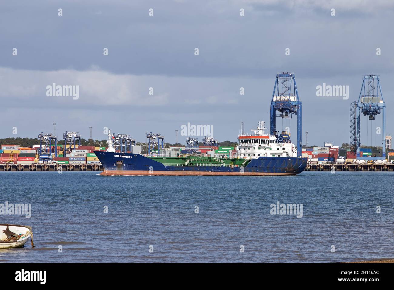 Chemical / oil products tanker Superiority entering the Port of Harwich. Stock Photo