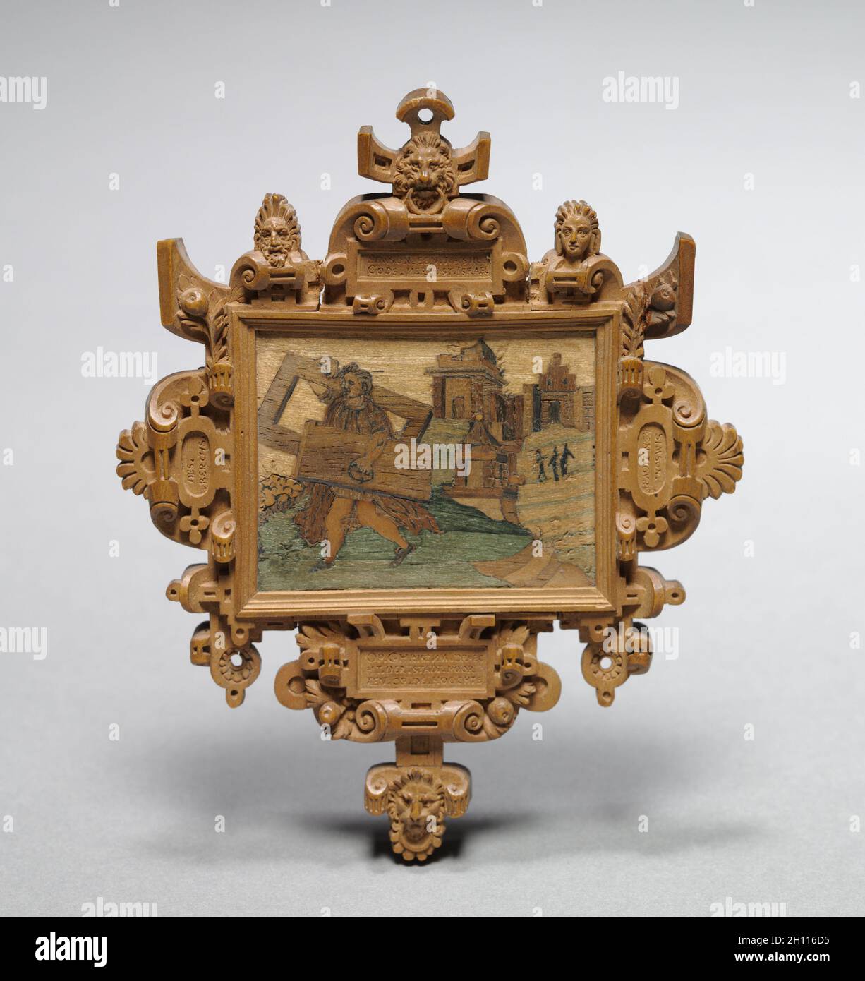 Mirror Frame, mid 1500s. Germany, 16th century. Boxwood with various inlaid stained wood; overall: 11 x 8.9 cm (4 5/16 x 3 1/2 in.). Stock Photo