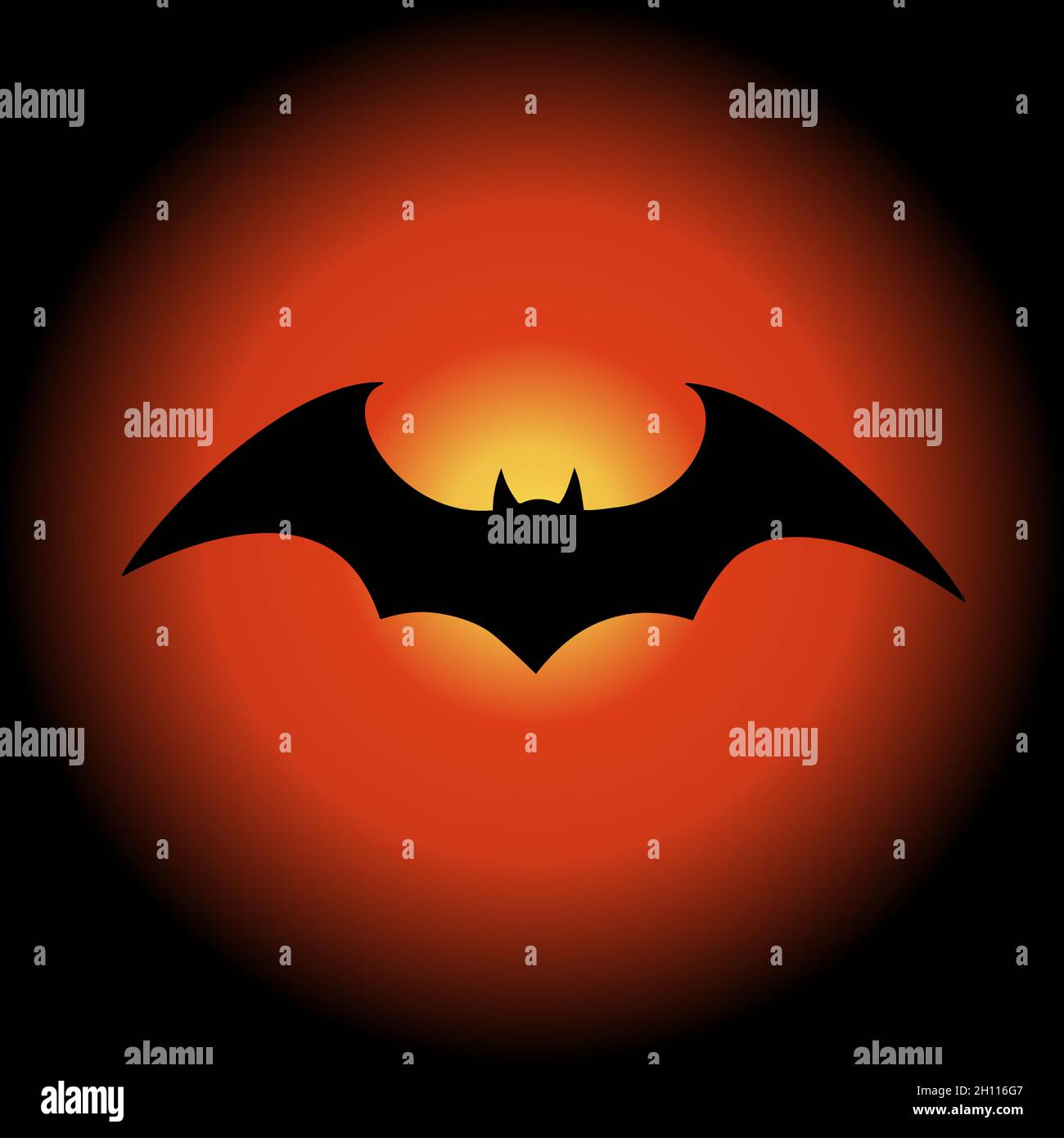 Halloween flying bat. Vampire vector bat. Dark silhouette of bat flying ...