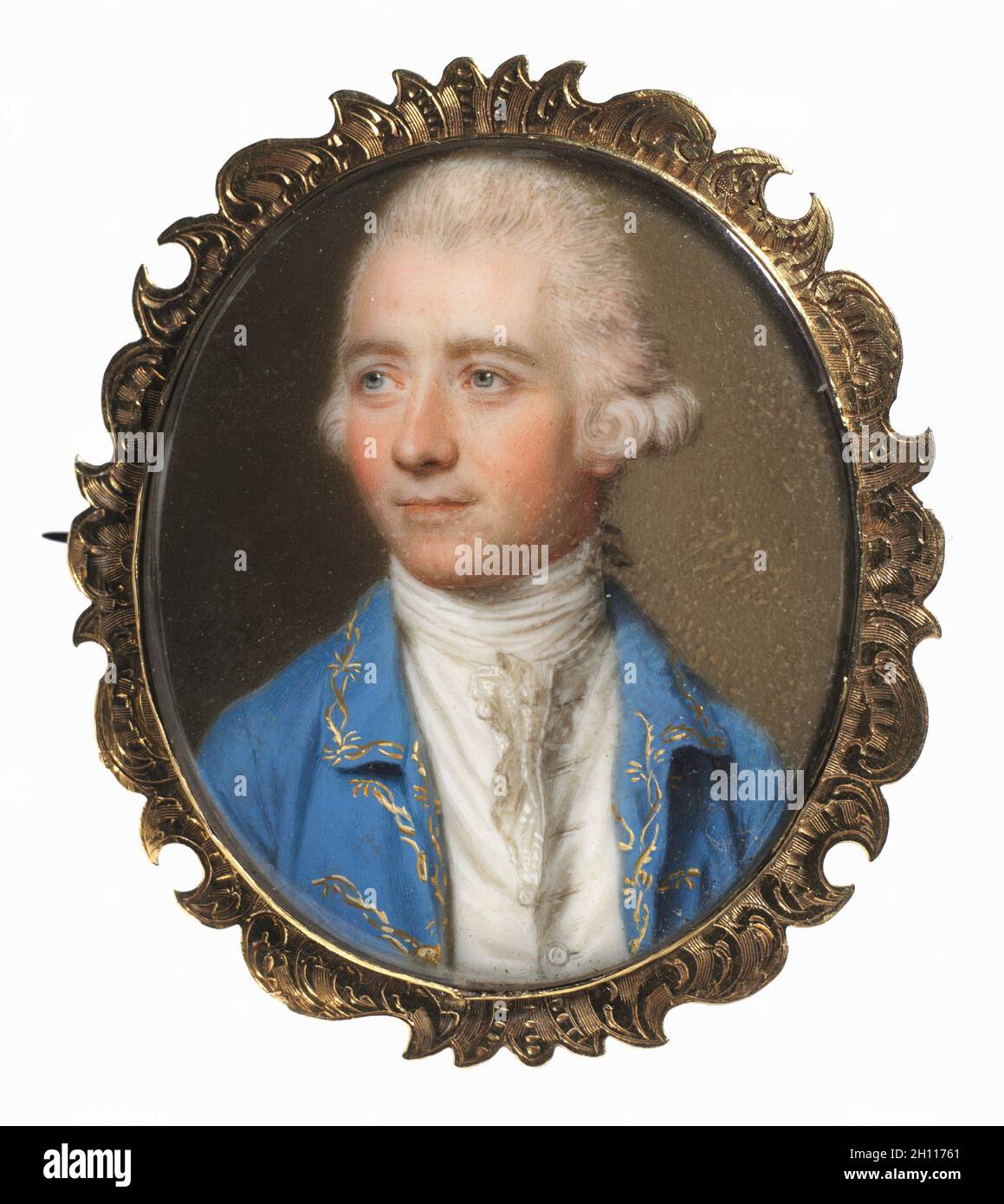 Portrait of a Man, Possibly Sir Soulden Lawrence, 1770. John I Smart (British, 1741-1811). Watercolor on ivory in an amalgam frame; framed: 4.4 x 3.8 cm (1 3/4 x 1 1/2 in.); unframed: 3.2 x 3.1 cm (1 1/4 x 1 1/4 in.). Stock Photo