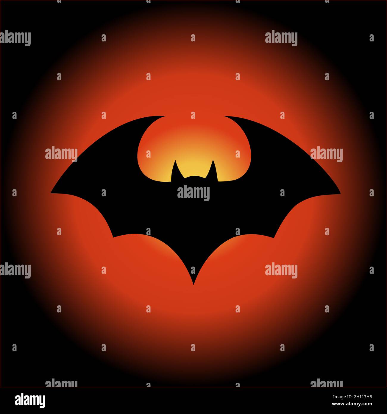 Halloween flying bat. Vampire vector bat. Dark silhouette of bat flying ...