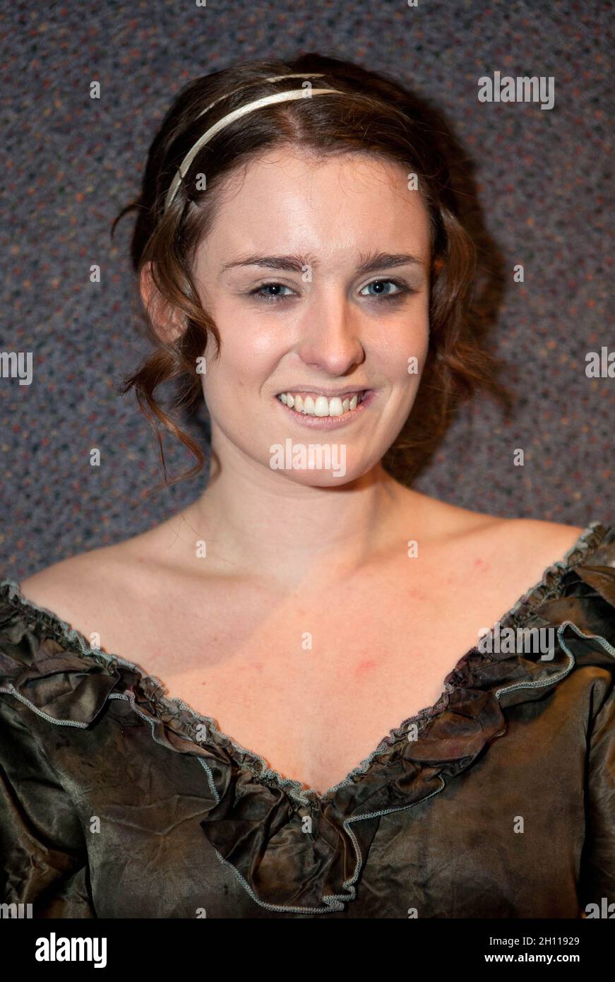 London. UK. Emily Glenister, daughter of actress Amanda Redman and niece of  actor Philip Glenister dressed as Harriet Westbrook in a production of  Howard Brenton's play Bloody Poetry at Jeremyn Street Theatre.