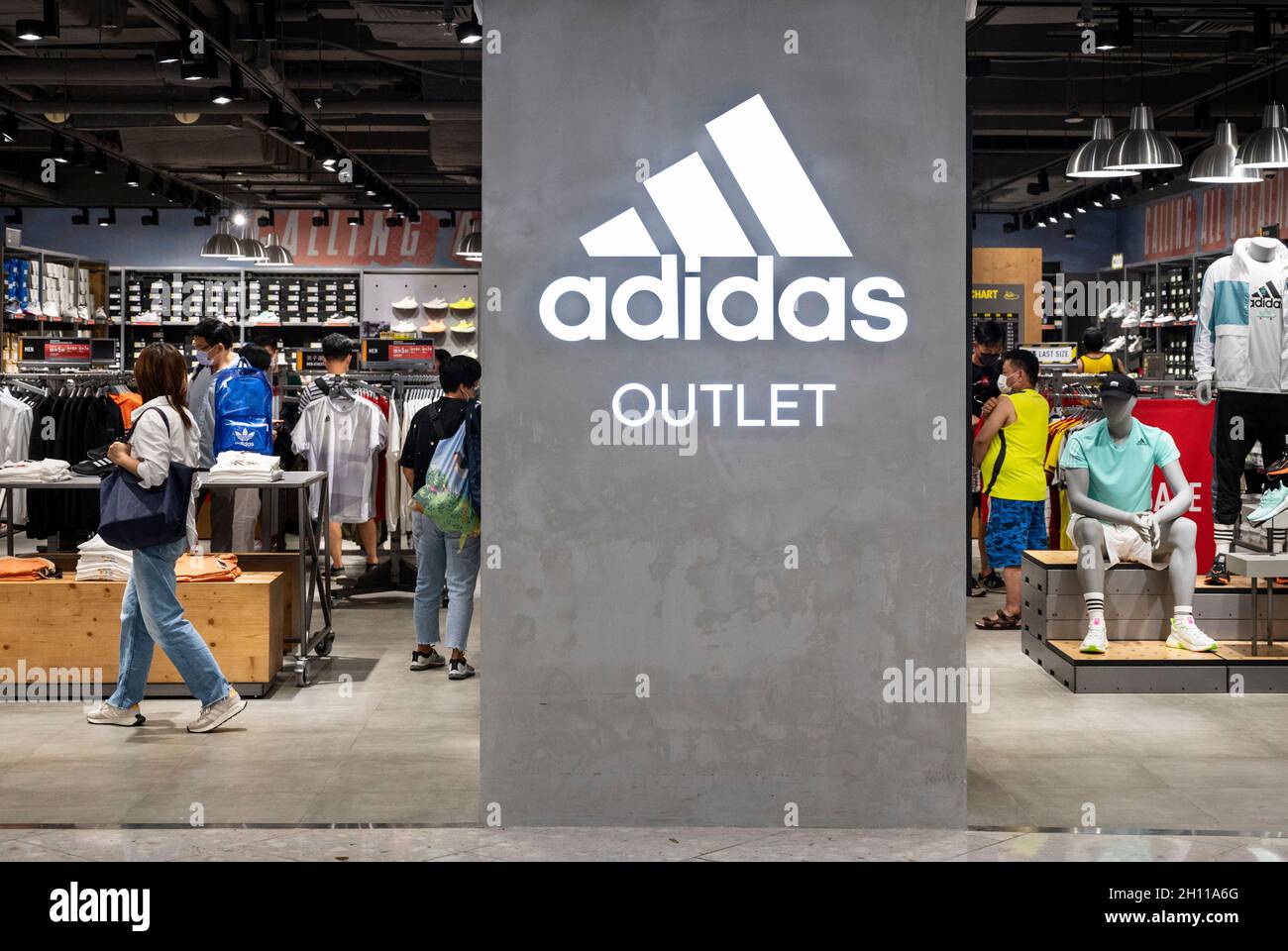 Hong Kong, China. 1st Oct, 2021. German multinational sportswear brand  Adidas logo and store at Tung Chung district in Hong Kong. (Credit Image: ©  Budrul Chukrut/SOPA Images via ZUMA Press Wire Stock