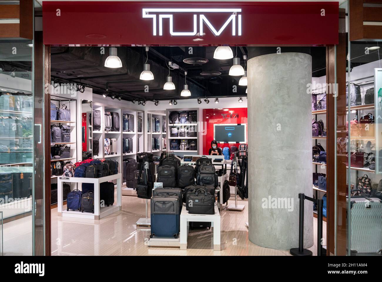 American high-end travel suitcases and bags manufacturer brand, Tumi store  at Tung Chung district in Hong Kong. (Photo by Budrul Chukrut / SOPA  Images/Sipa USA Stock Photo - Alamy
