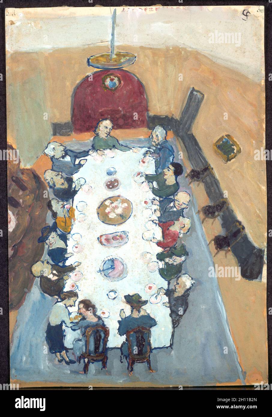 Dinner Party (recto), 1940-1942. Charlotte Salomon (German, 1917-1943).  Gouache; sheet: 29.3 x 19.9 cm (11 9/16 x 7 13/16 in Stock Photo - Alamy