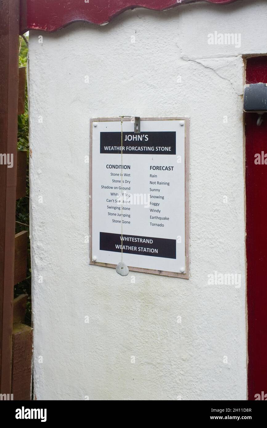 Weather forcasting stone at White Strand Beach near Peel, Isle of Man