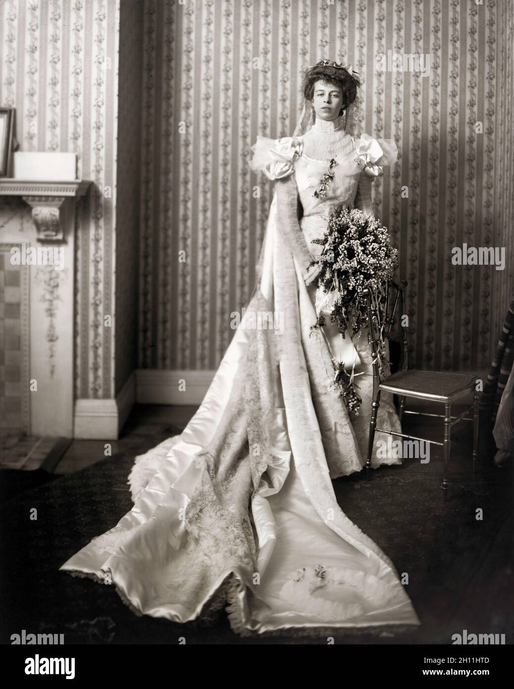 Eleanor Roosevelt on her Wedding Day, full-length Portrait, New York City, New York, USA, Pach Brothers Studio, March 17, 1905 Stock Photo