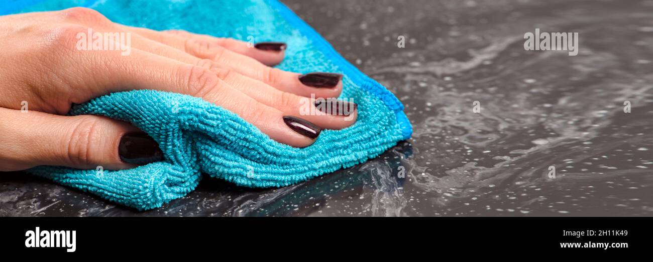 Cleaning the countertop. Caring for countertops in the kitchen or