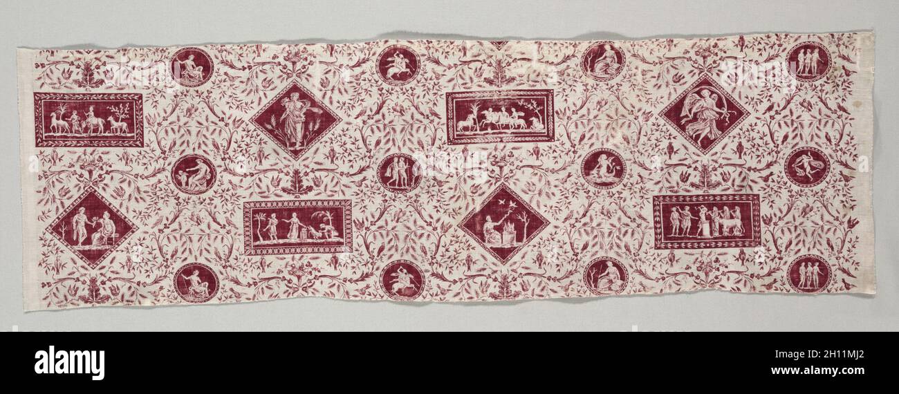 Strip of Copperplate Printed Cotton, 1795-1799. Firm of Christophe Philippe Oberkampf (French, 1738-1815). Copperplate printed cotton; overall: 30.5 x 98.4 cm (12 x 38 3/4 in.). Stock Photo